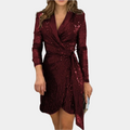 Elegant Blazer Dress with Belt and Glitter, Chic Summer Dress for Women, Plus Size Available