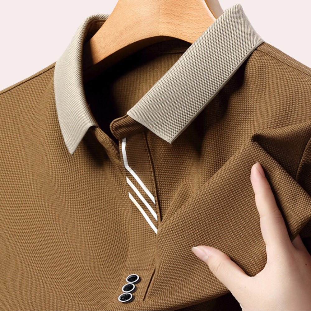 Men's Long Sleeve Polo Shirt, Comfortable Polyester Fabric, Classic Collar, Versatile Colors, Regular Fit