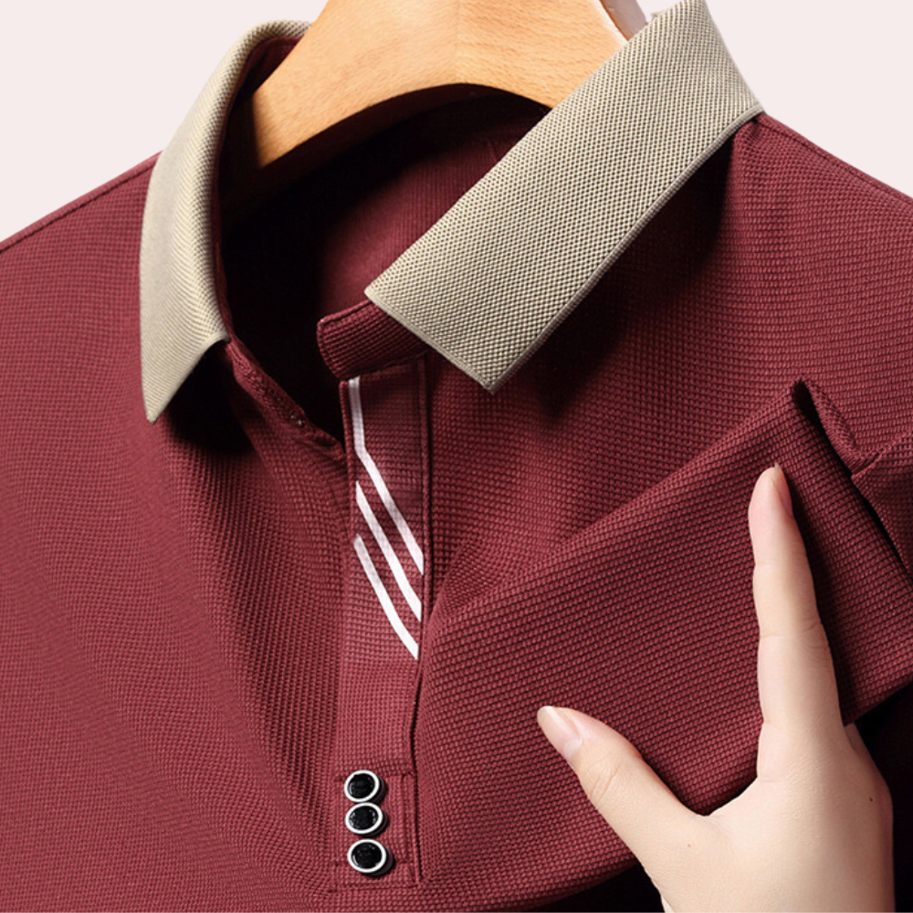 Men's Long Sleeve Polo Shirt, Comfortable Polyester Fabric, Classic Collar, Versatile Colors, Regular Fit