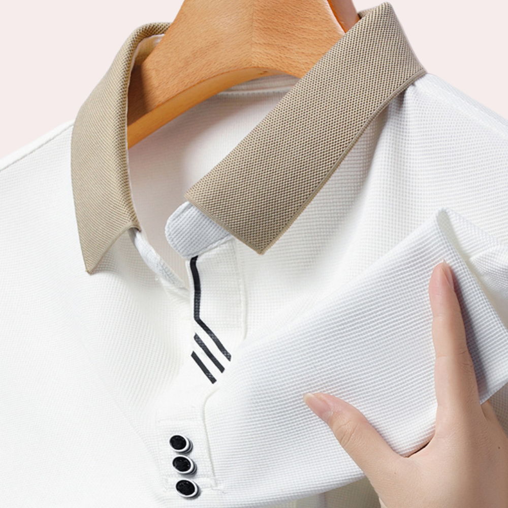 Men's Long Sleeve Polo Shirt, Comfortable Polyester Fabric, Classic Collar, Versatile Colors, Regular Fit