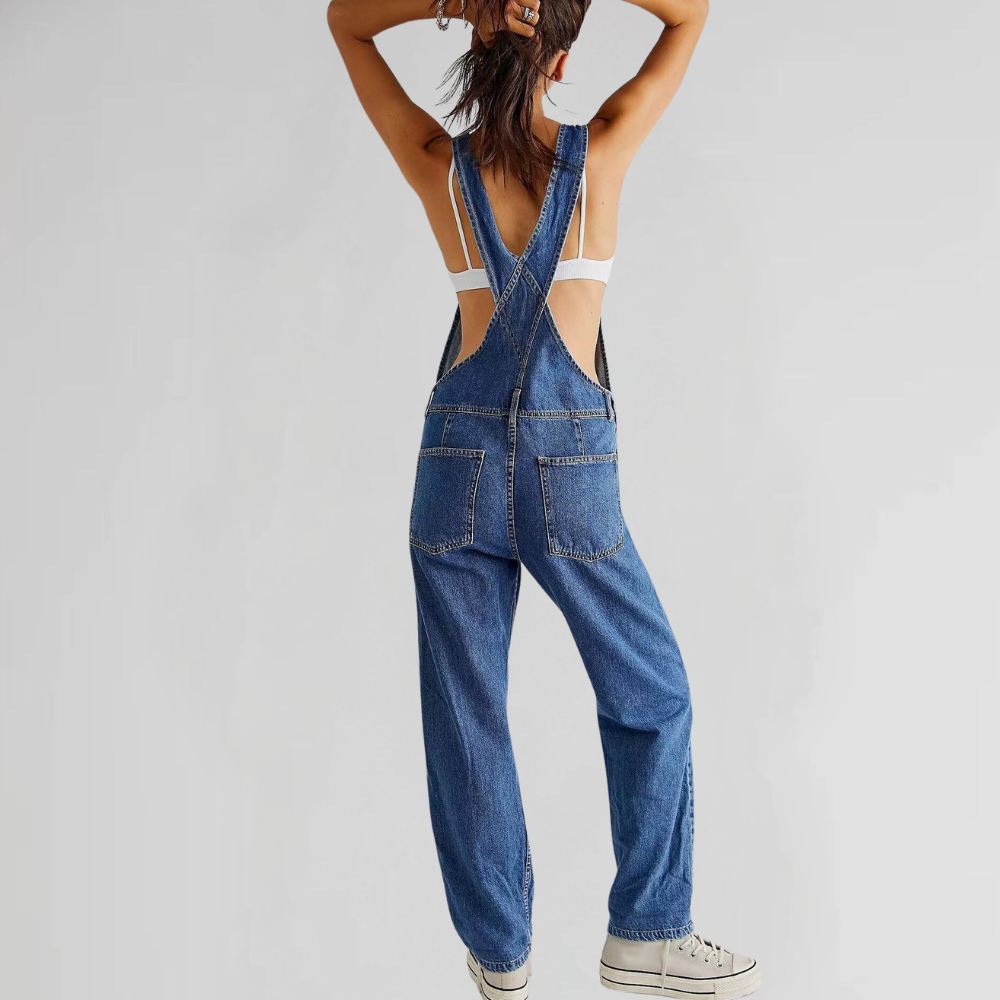 Women's Crossed Denim Overalls for Comfort and Style, Relaxed Fit, Versatile Design, High-Quality Fabric