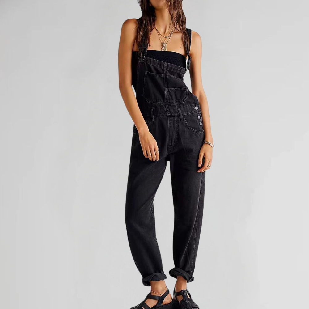 Women's Crossed Denim Overalls for Comfort and Style, Relaxed Fit, Versatile Design, High-Quality Fabric