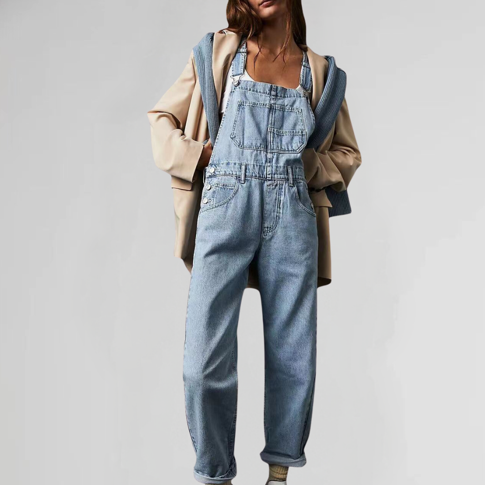 Women's Crossed Denim Overalls for Comfort and Style, Relaxed Fit, Versatile Design, High-Quality Fabric