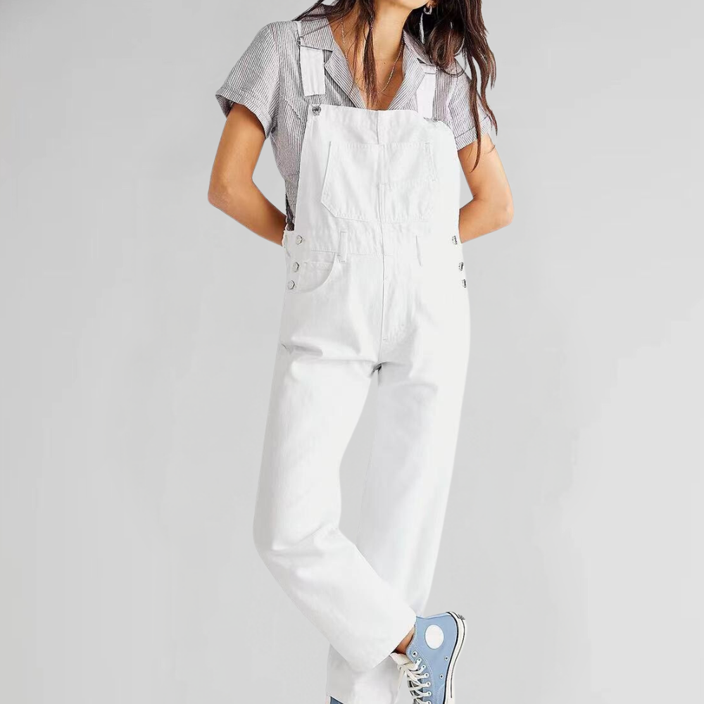 Women's Crossed Denim Overalls for Comfort and Style, Relaxed Fit, Versatile Design, High-Quality Fabric