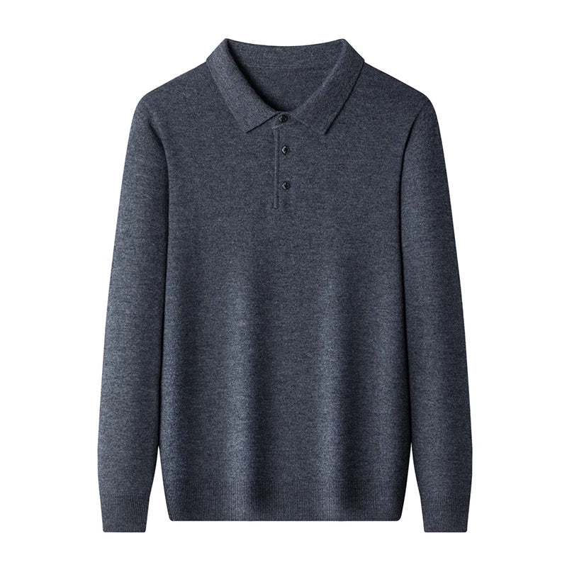 Soft Classic Men's Polo Sweater - Long Sleeve Knit, Casual