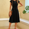 Short Sleeve Pleated Mini Dress for Summer Casual Wear - Elegant & Comfortable Summer Dress for Everyday Style