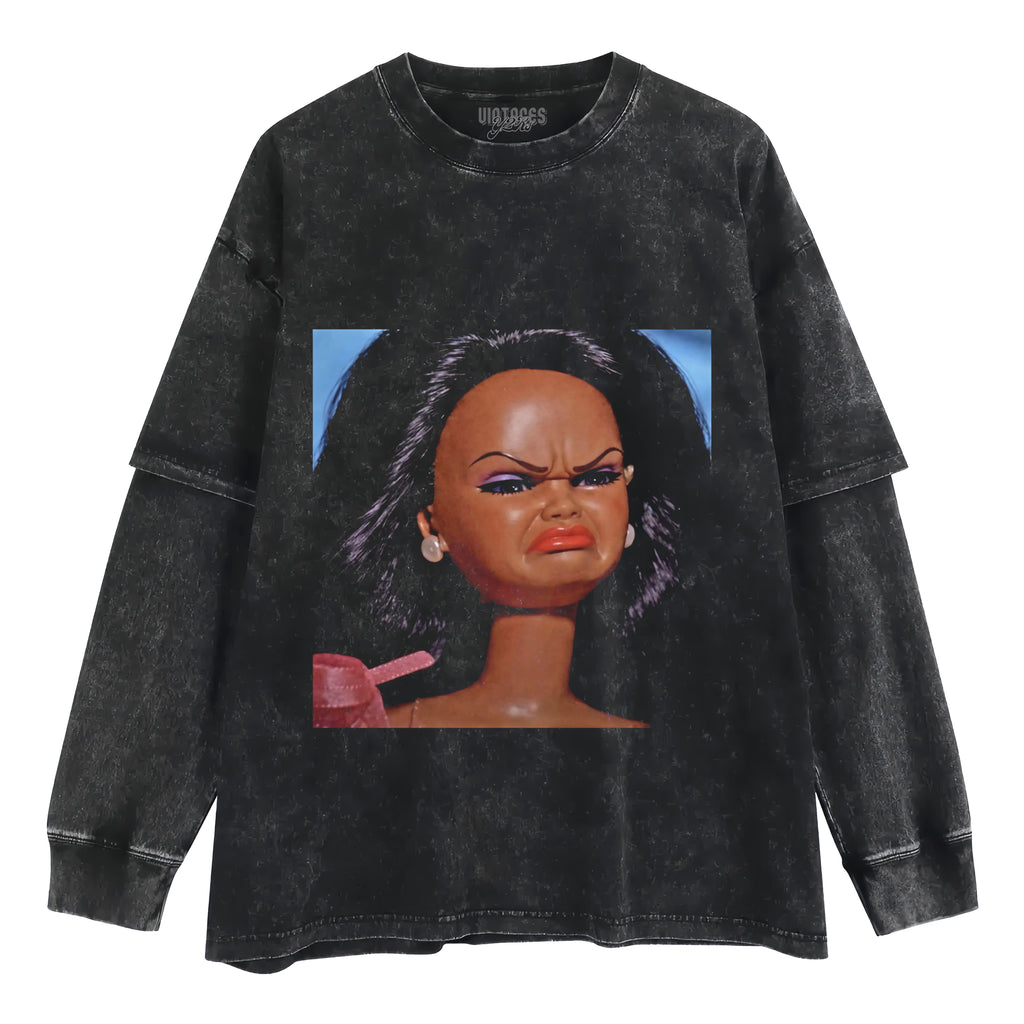 DISGUSTED BLACK BARBIE FACE MEME TANK TOP & TEE & LONG SLEEVE & LAYERED LS & HOODIE