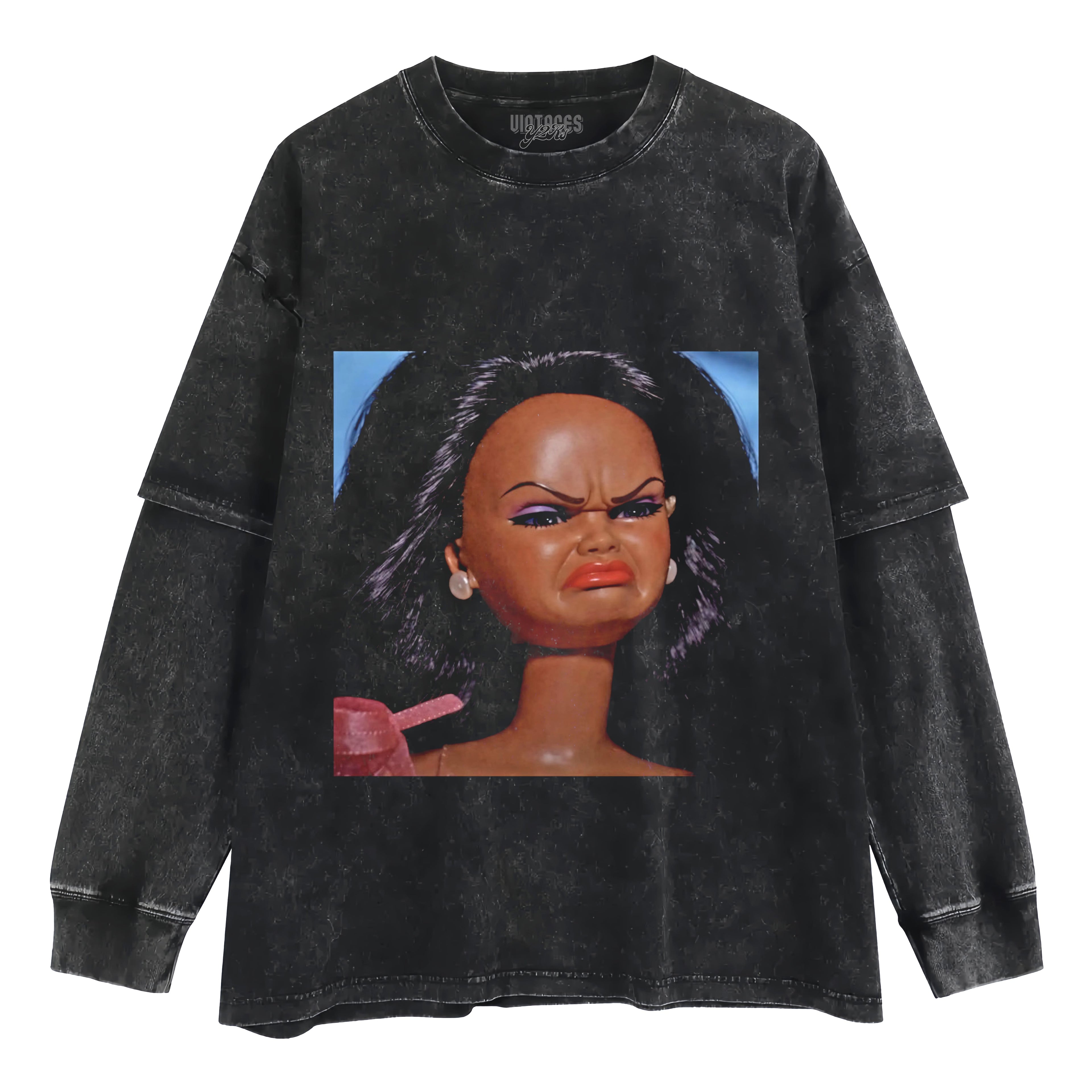 DISGUSTED BLACK BARBIE FACE MEME TANK TOP & TEE & LONG SLEEVE & LAYERED LS & HOODIE