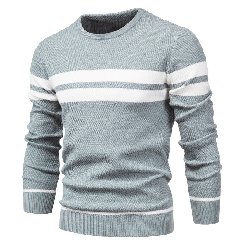 Soft Classic Men's Striped Sweater - Crew Neck, Knit Casual