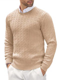 Fitted Men's Knit Sweater - Slim Cable Knit, Cotton, Casual