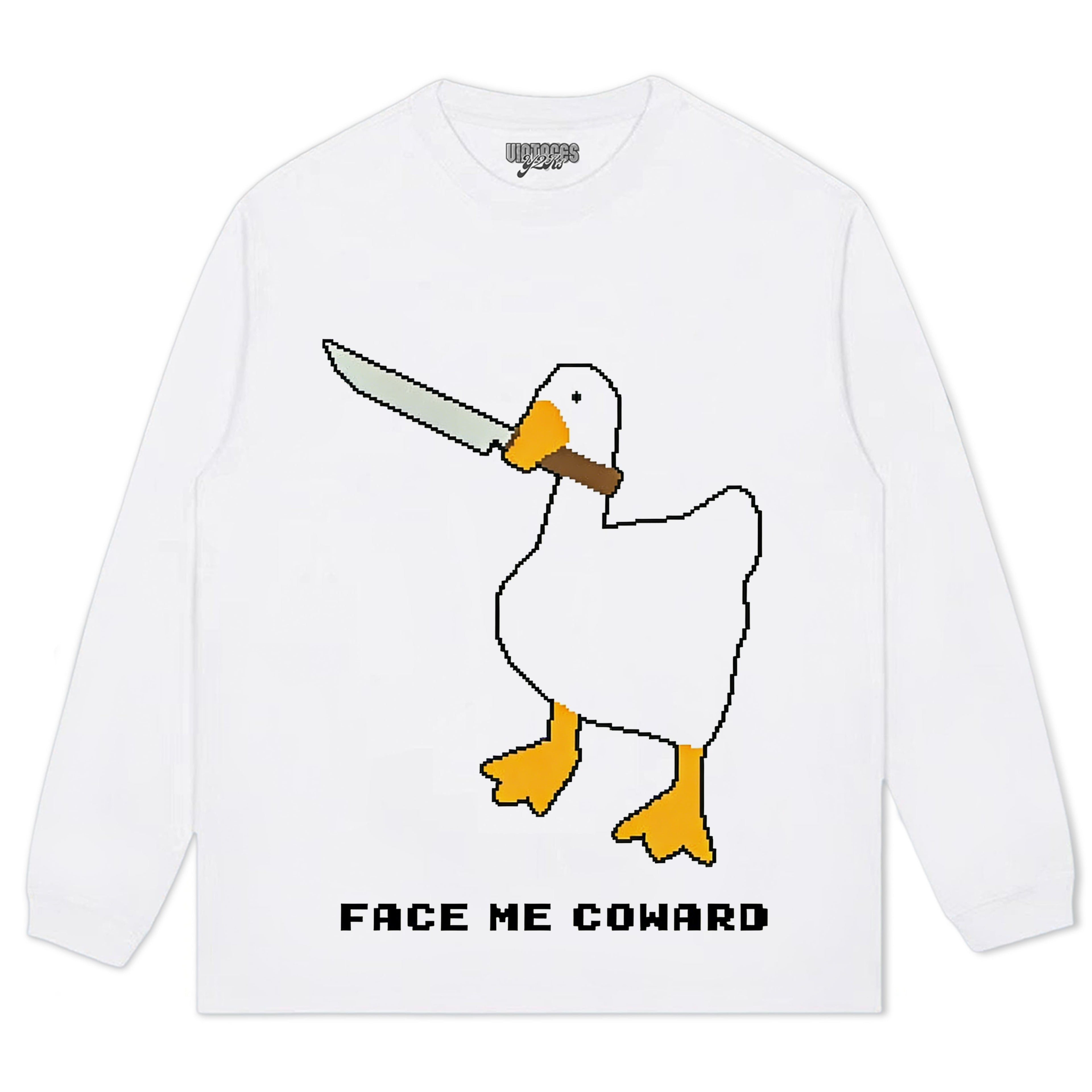 FACE ME COWARD GOOSE MEME TEE & LS & HOODIE