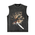 FUNNY CAT SMOKING COMFORT COLORS TANK TOP