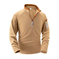 Warm Men's Zip Pullover - Stand Collar, Fleece, For Winter