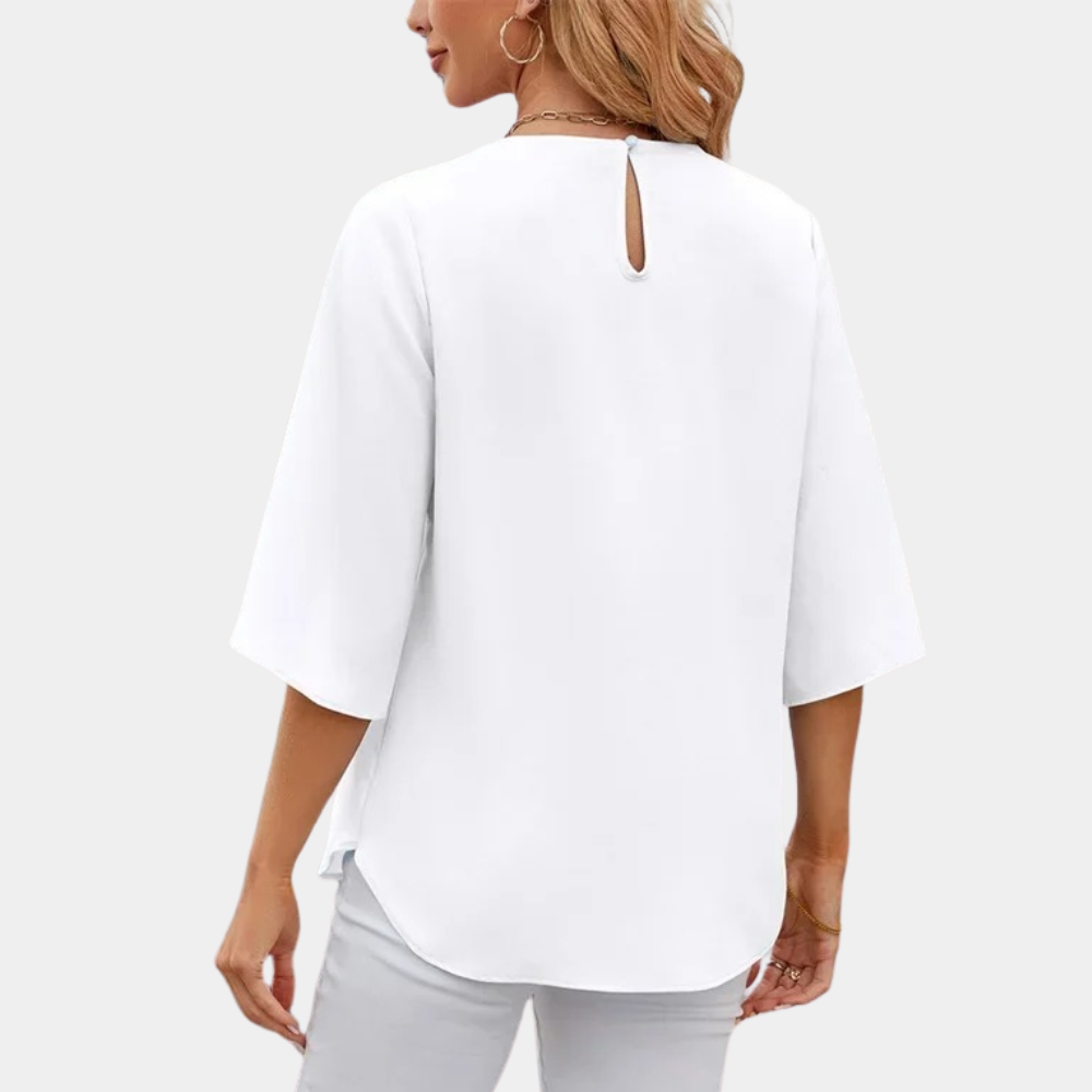 Breathable women's blouse – relaxed fit, lightweight polyester, for casual and festive occasions