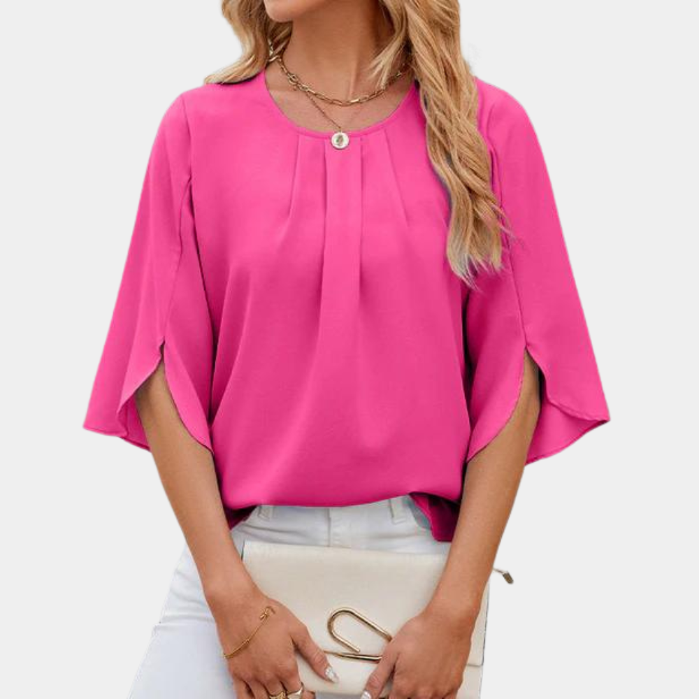 Breathable women's blouse – relaxed fit, lightweight polyester, for casual and festive occasions