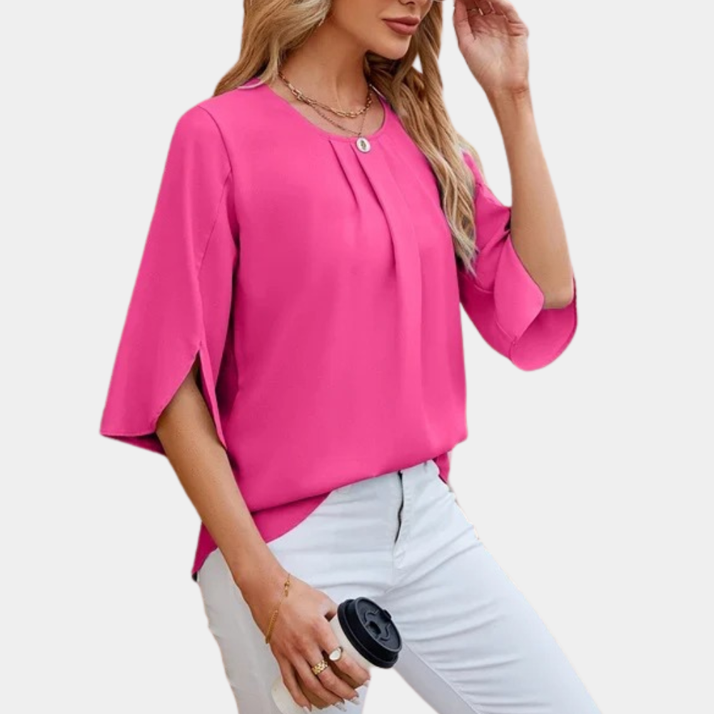 Breathable women's blouse – relaxed fit, lightweight polyester, for casual and festive occasions