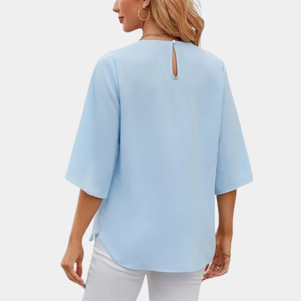 Breathable women's blouse – relaxed fit, lightweight polyester, for casual and festive occasions