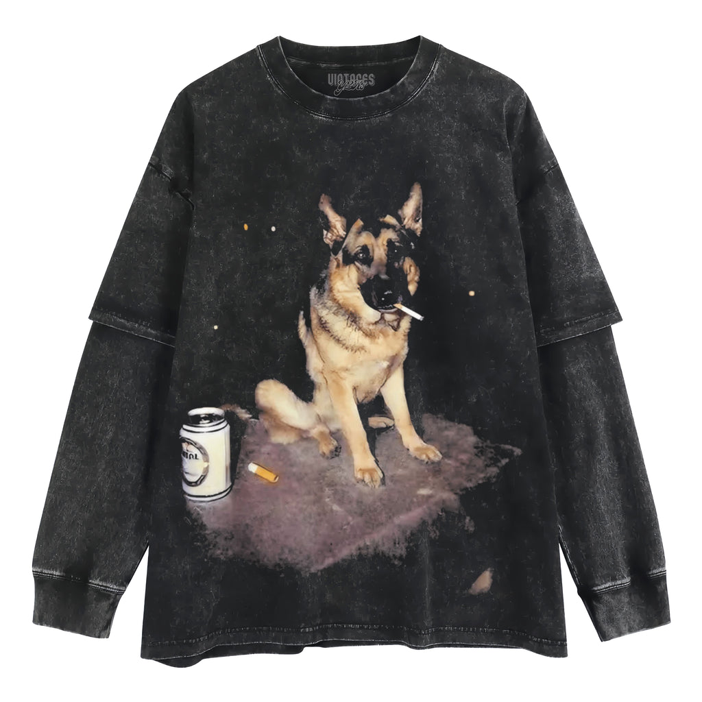GERMAN SHEPHERD SMOKING MEME TANK TOP & TEE & LONG SLEEVE & LAYERED LS & HOODIE