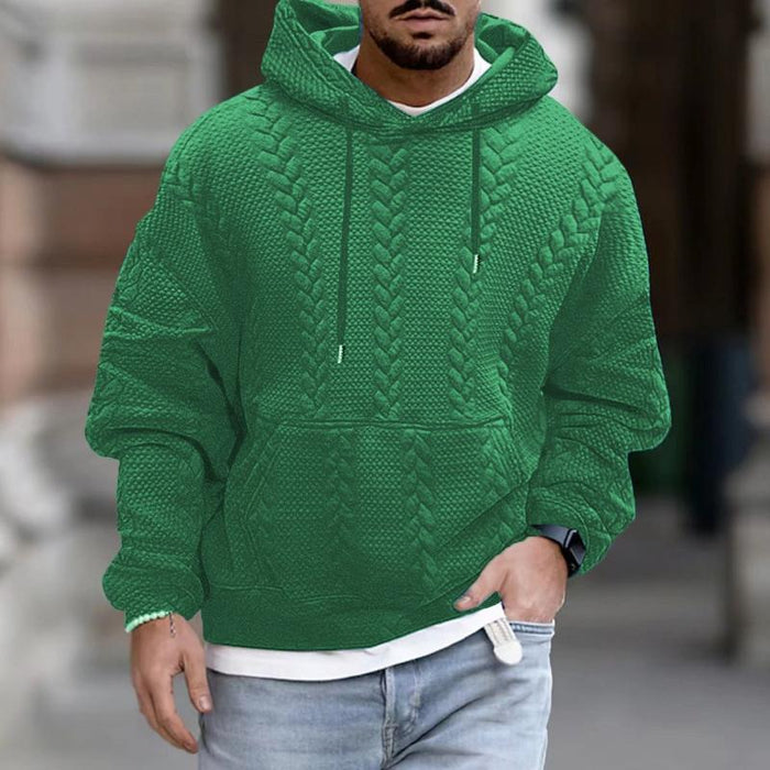 Warmer, kuscheliger Herren-Kapuzenpullover – Zopfmuster, Freizeitkleidung
