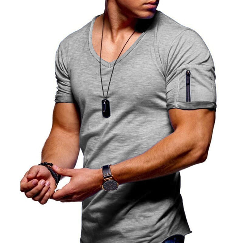 Men's V-Neck Muscle T-Shirt, Lightweight Breathable Workout Tee for Training, Casual Wear, Slim Fit, Multiple Colors Available