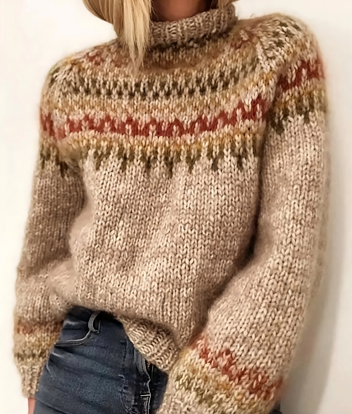 Insulating Women's Turtleneck Sweater - Cozy Wool Winter