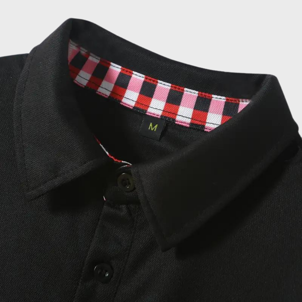 Breathable men’s long sleeve polo shirt – classic design, soft fabric, for summer