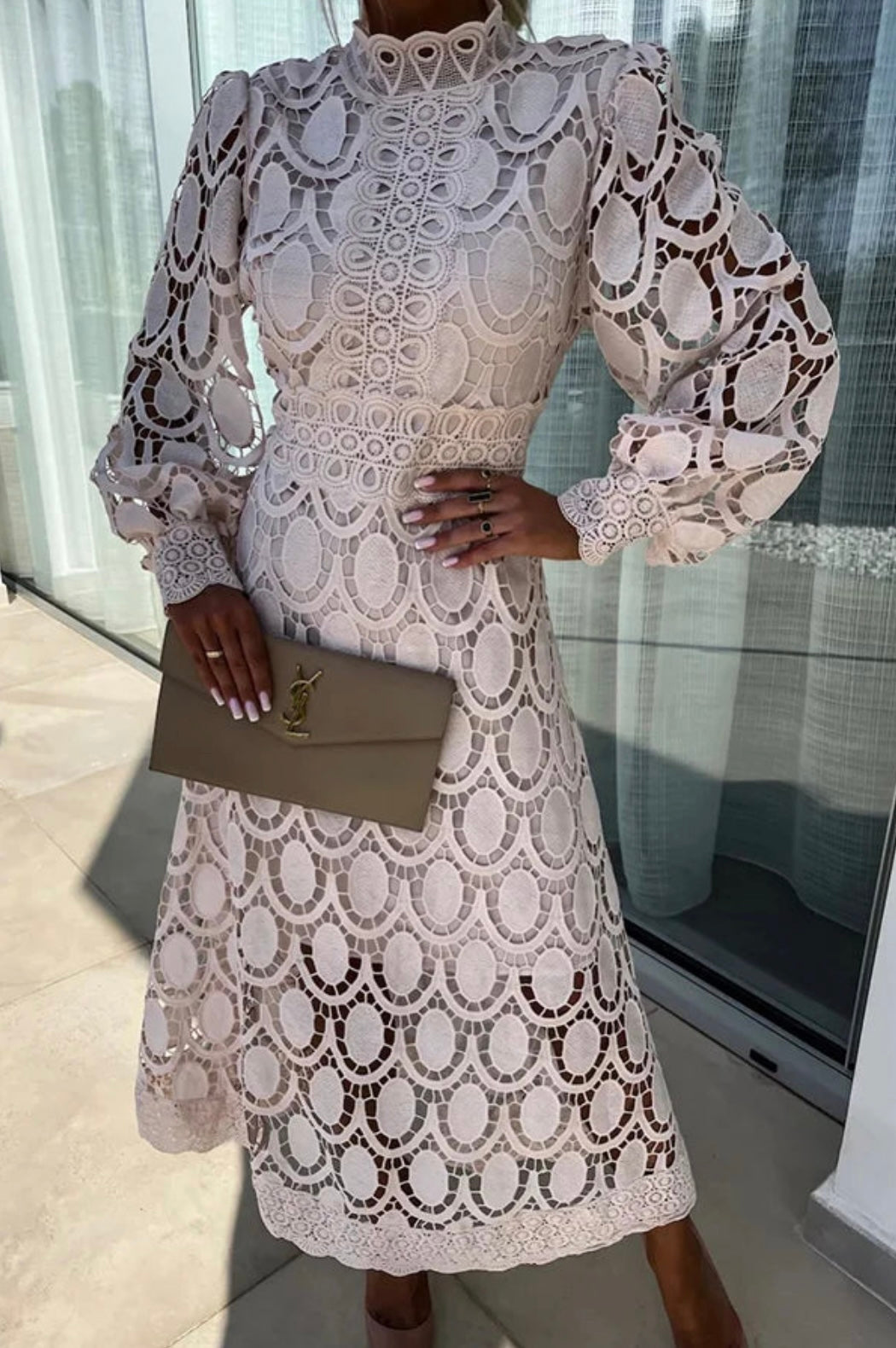 Elegant Midi Dress with Flattering Fit, Long Sleeve Design for Versatile Occasions - Perfect for Women