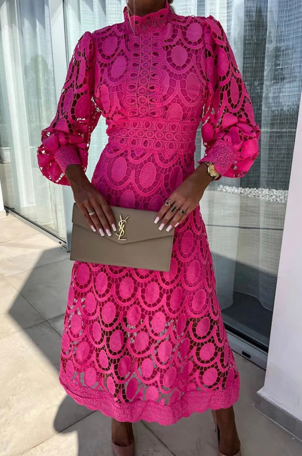 Elegant Midi Dress with Flattering Fit, Long Sleeve Design for Versatile Occasions - Perfect for Women