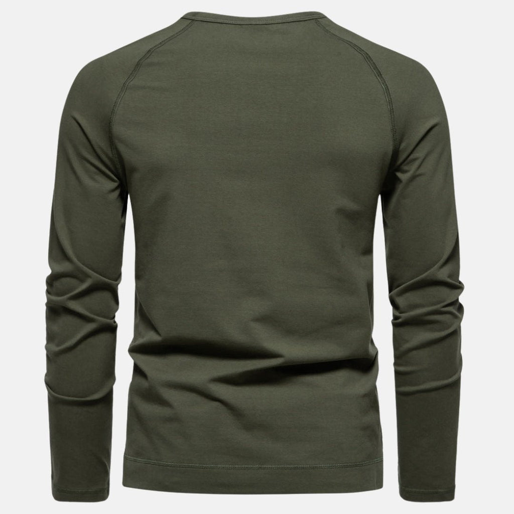Lightweight Mens Long Sleeve Henley - Fitted Cotton, Casual