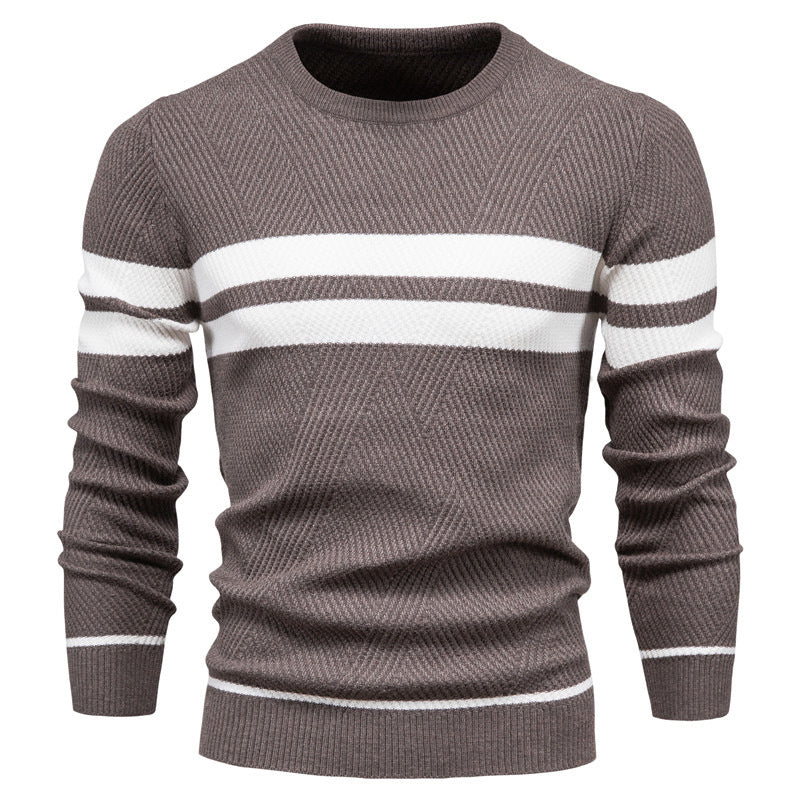 Soft Classic Men's Striped Sweater - Crew Neck, Knit Casual