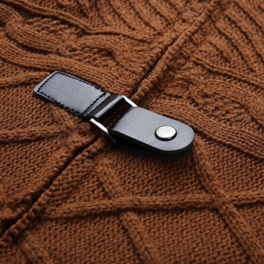 Warm Men’s Turtleneck Sweater - Shawl Collar, Merino