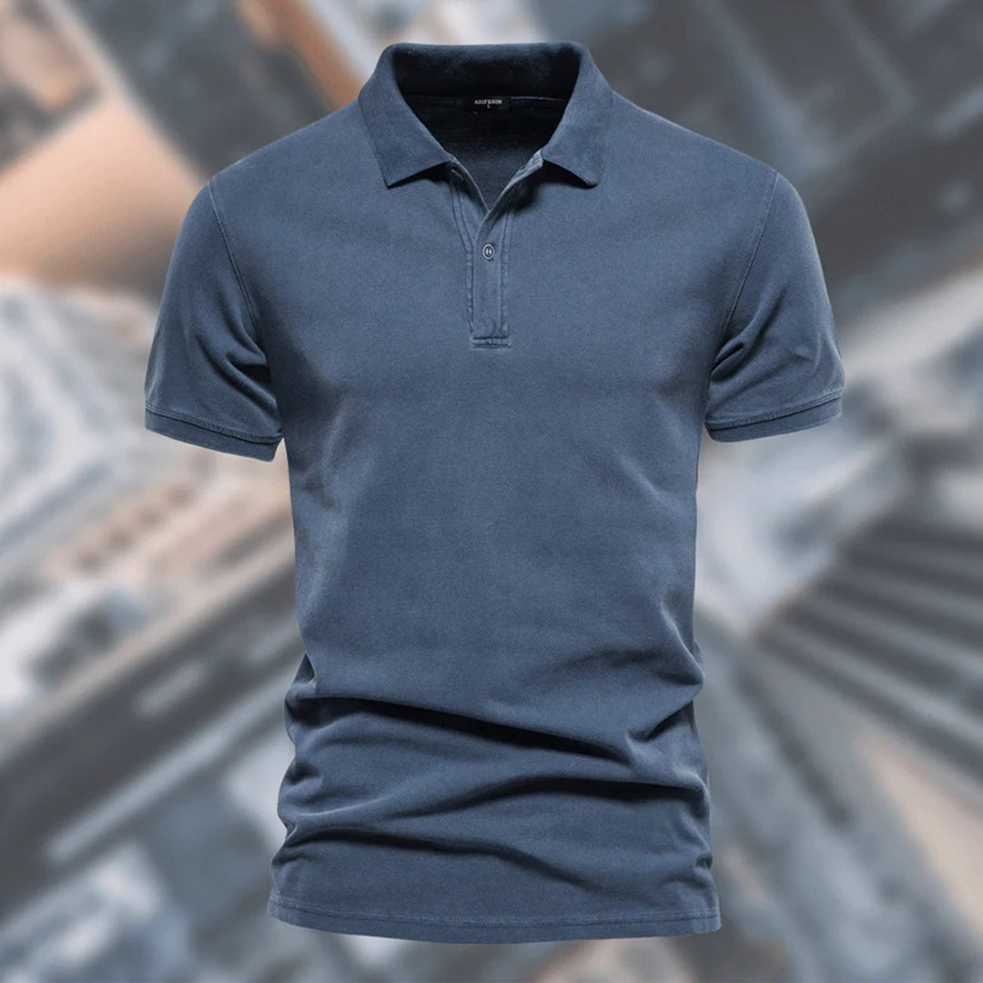 Breathable men's polo shirt – relaxed fit, lightweight polyester, for everyday and office use