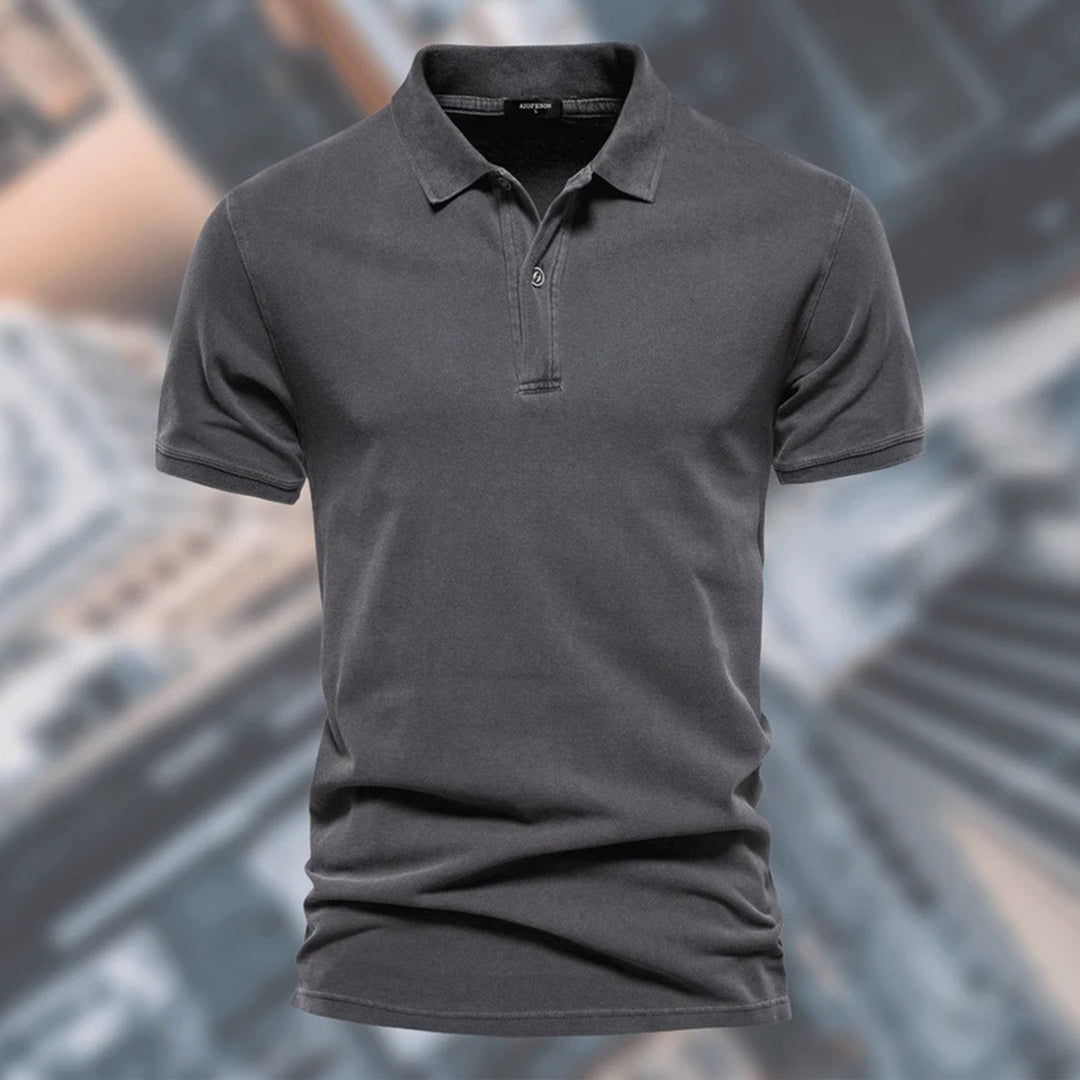 Breathable men's polo shirt – relaxed fit, lightweight polyester, for everyday and office use