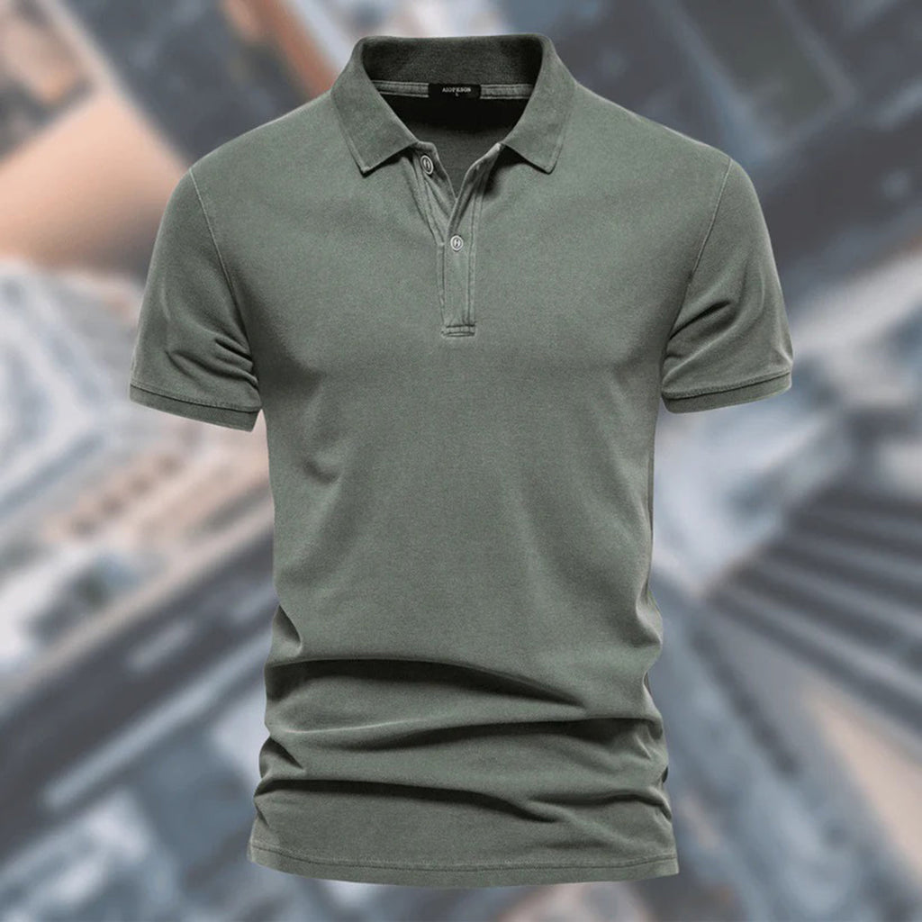 Breathable men's polo shirt – relaxed fit, lightweight polyester, for everyday and office use