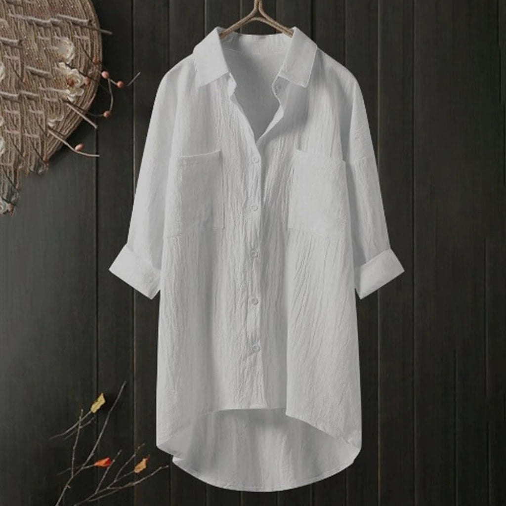 Elegant Loose Fit Button Down Shirt for Women - Stylish Blouse for Work and Casual Wear