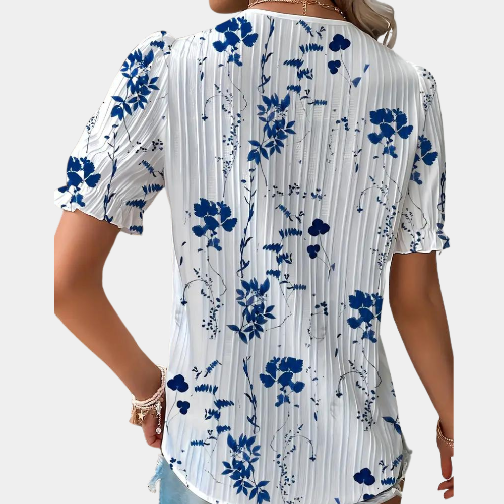 Lightweight & Flattering Women’s Blouse – Floral Lace Trim, Breathable Fabric, for Summer Outings