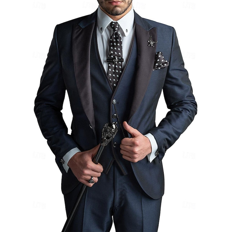 Lightweight men's linen suit set – tailored blazer, vest, trousers, for business and wedding events