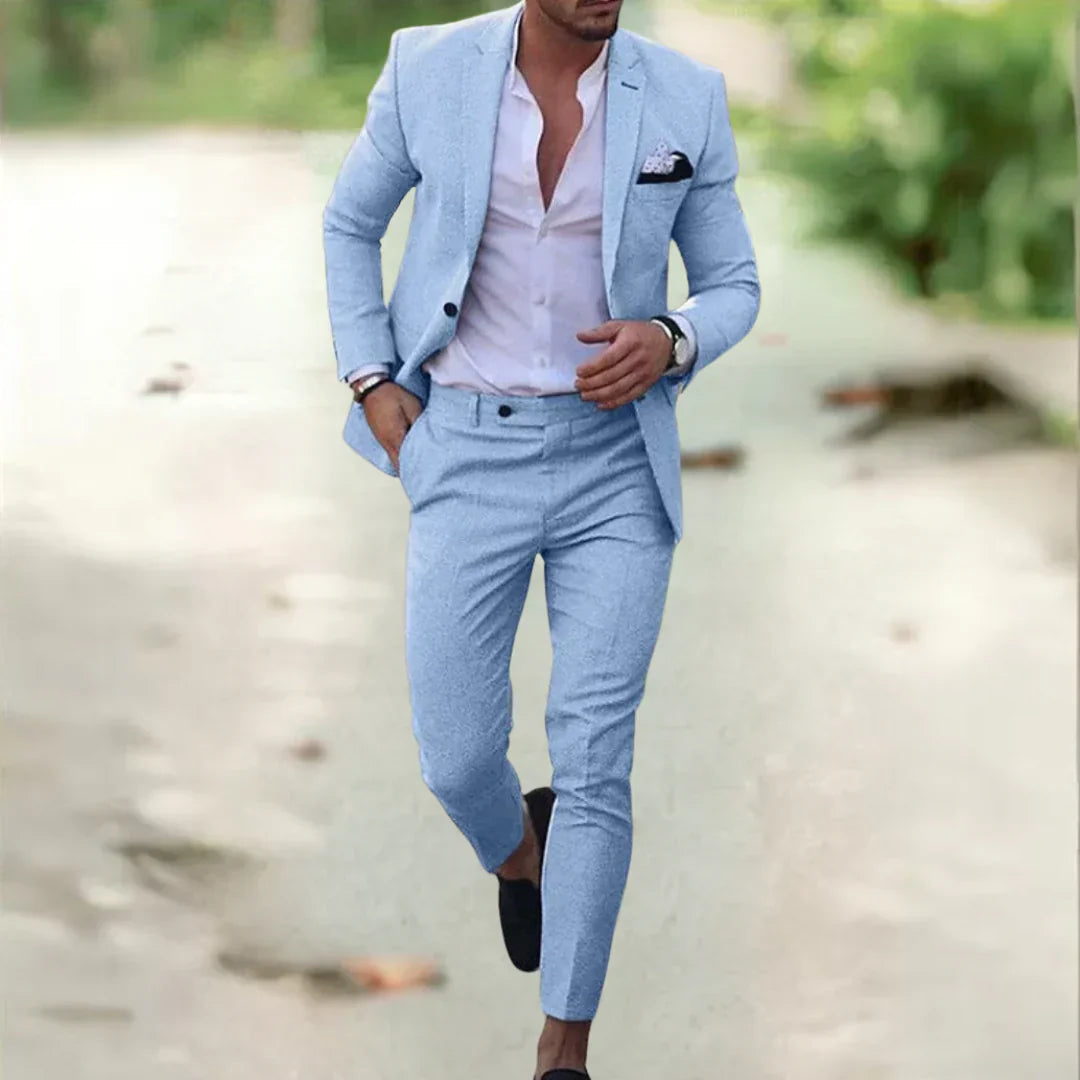 Lightweight men's suit – breathable fabric, tailored fit, for summer weddings or outdoor events
