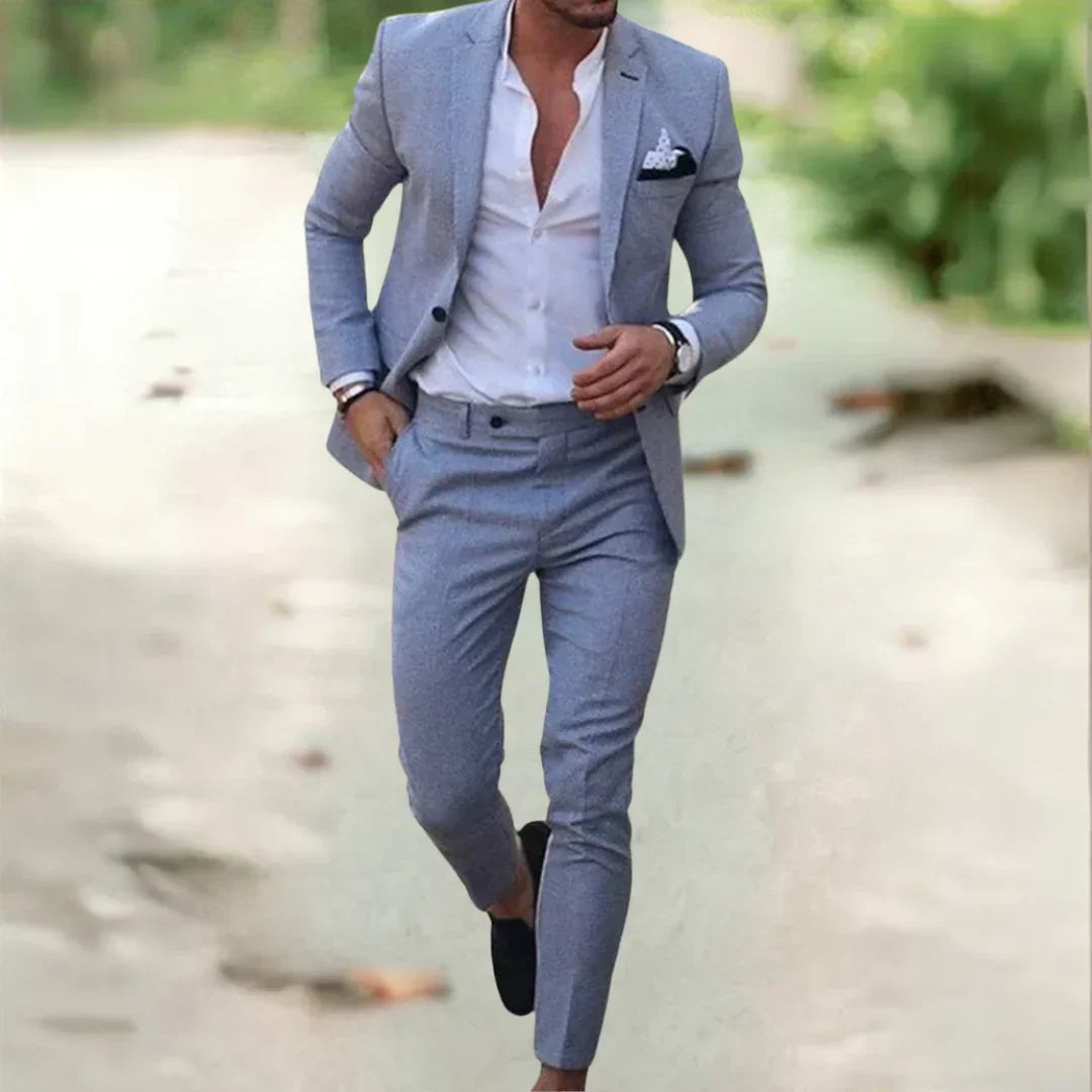 Lightweight men's suit – breathable fabric, tailored fit, for summer weddings or outdoor events