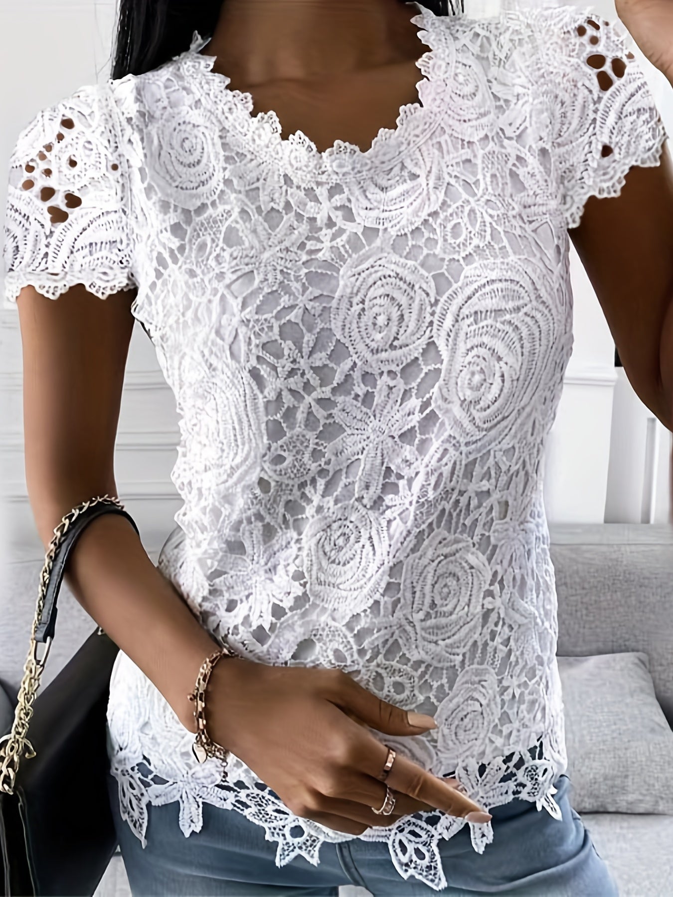 Leichtes Damen-T-Shirt mit kurzen Ärmeln – elegantes Design, atmungsaktives Material, für Frühling und Sommer