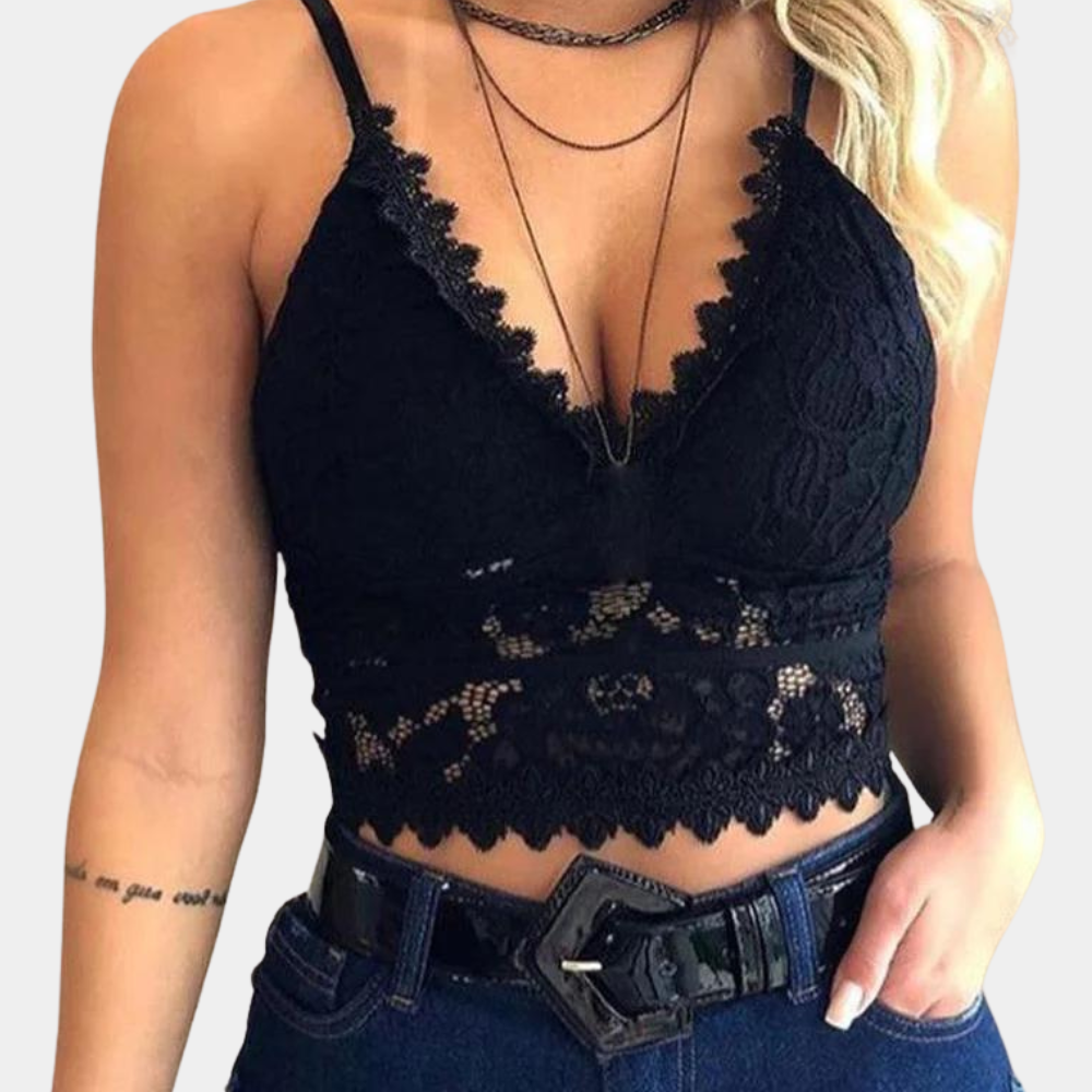 Breathable women’s lace crop top – floral design, lightweight, for summer
