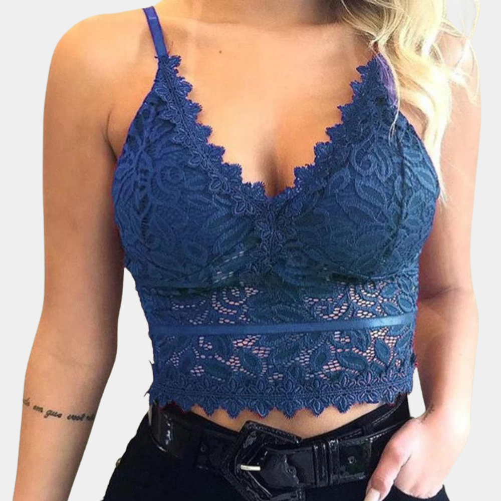 Breathable women’s lace crop top – floral design, lightweight, for summer