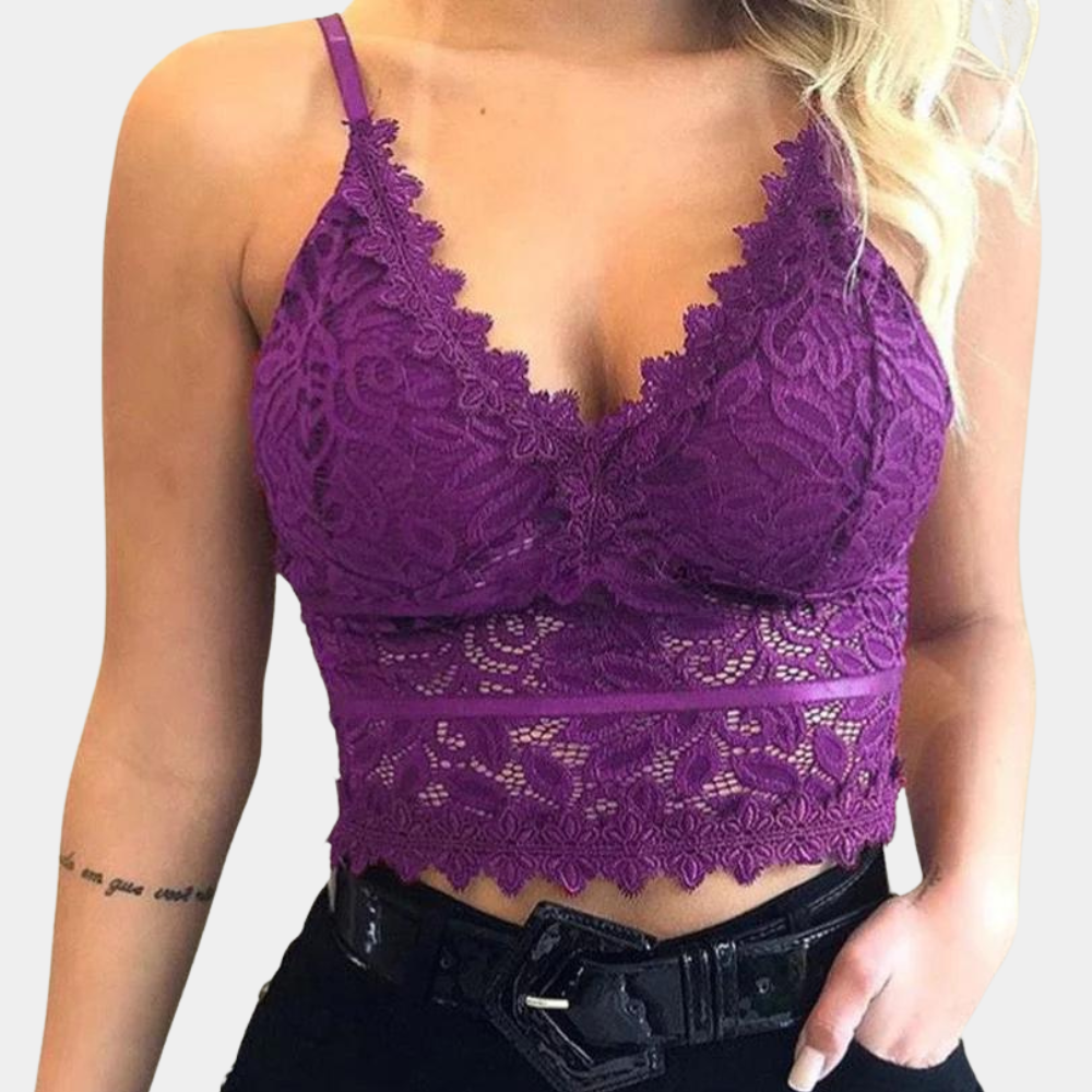 Breathable women’s lace crop top – floral design, lightweight, for summer