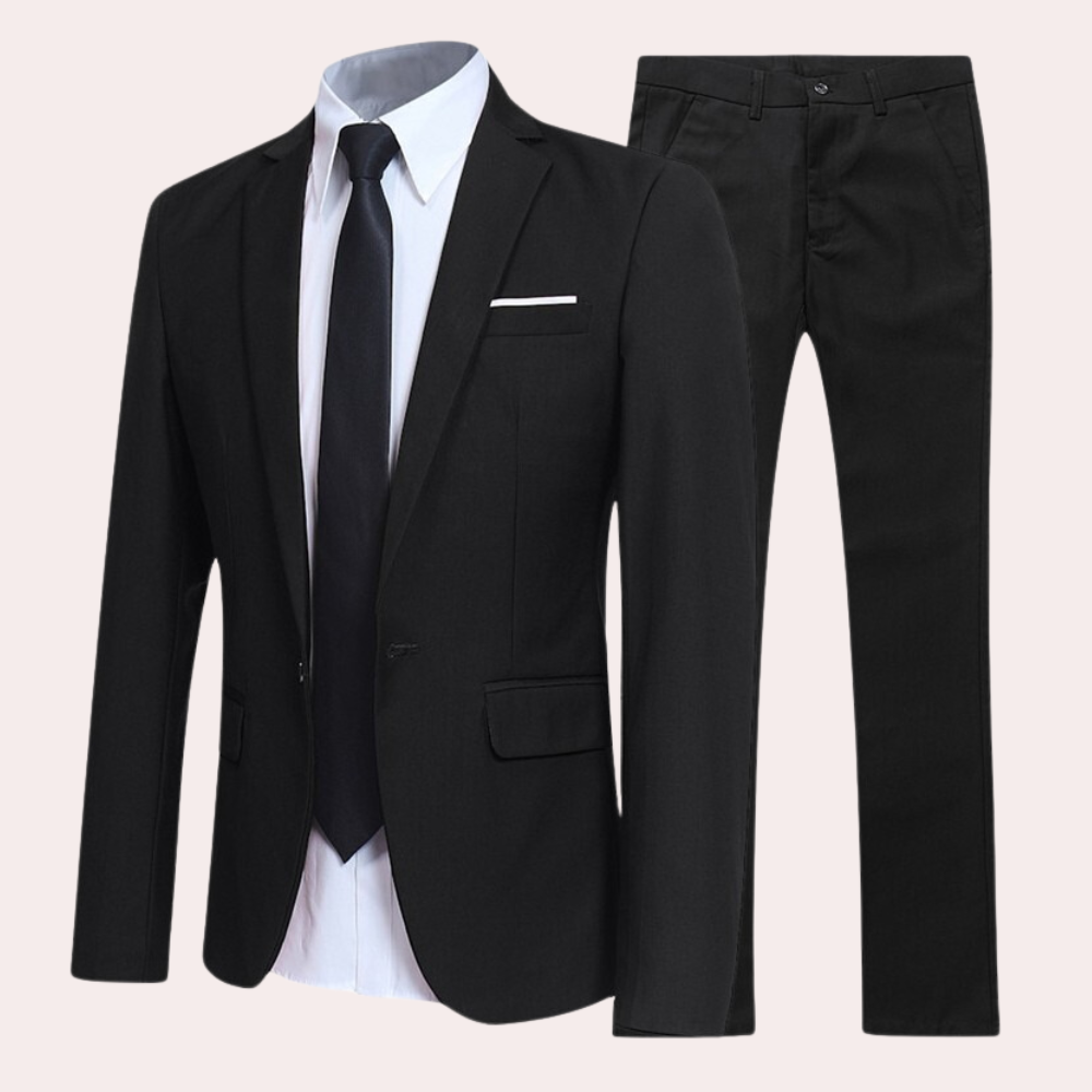 Modern men's suit – slim fit, premium polyester, for weddings and formal occasions