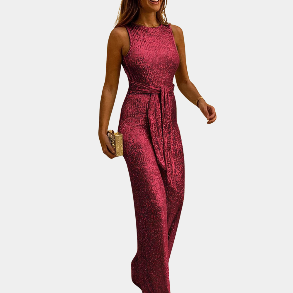 Elegant Glitter Evening Jumpsuit for Women, Formal Wear in Multiple Colors, Comfortable Fit, Glamorous Design for Weddings and Galas