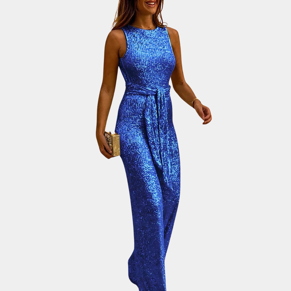 Elegant Glitter Evening Jumpsuit for Women, Formal Wear in Multiple Colors, Comfortable Fit, Glamorous Design for Weddings and Galas