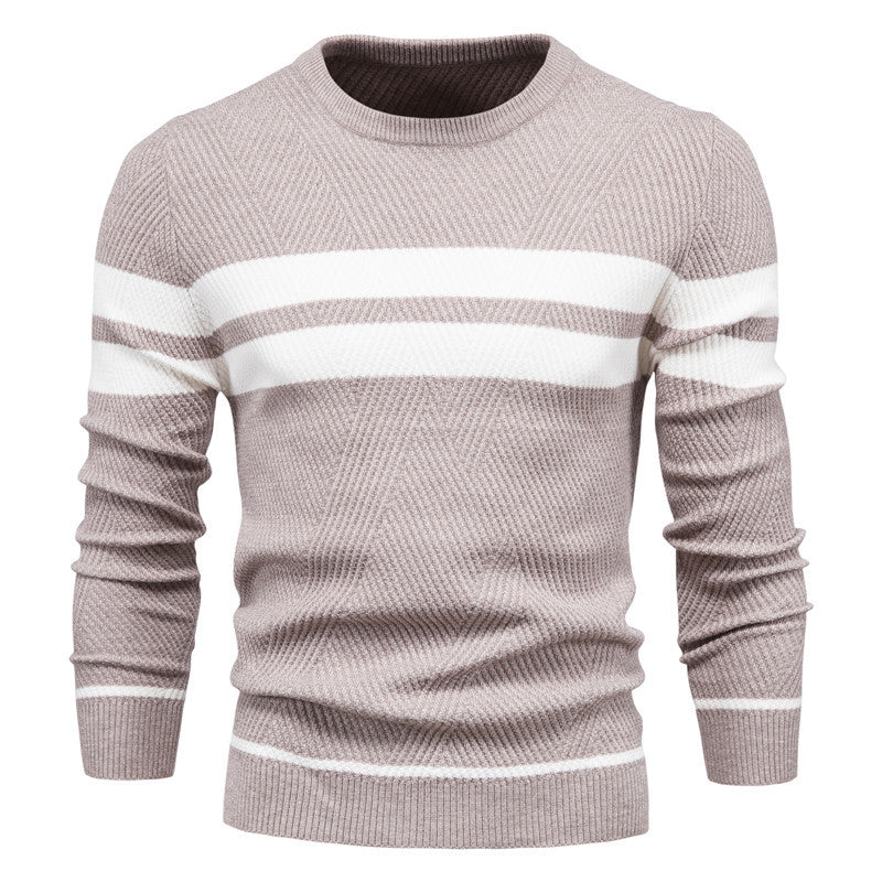 Soft Classic Men's Striped Sweater - Crew Neck, Knit Casual