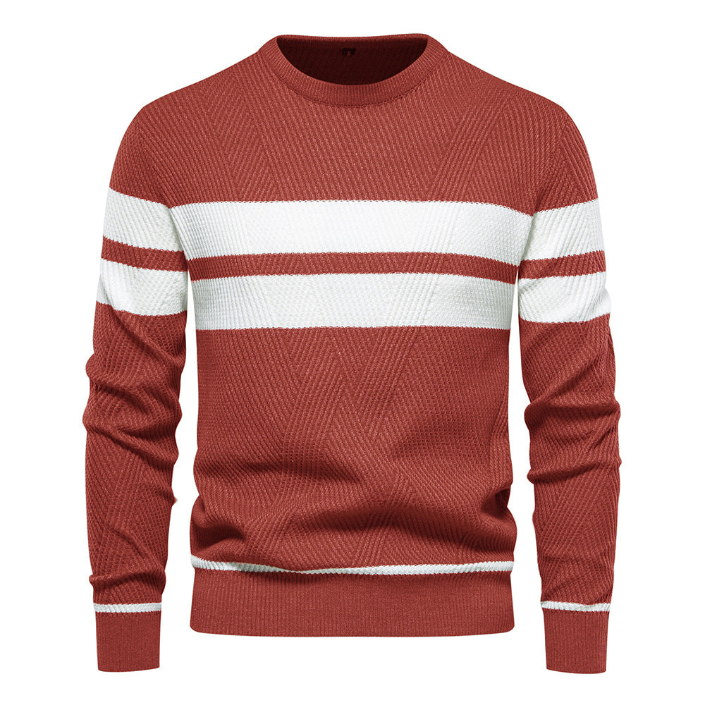 Soft Classic Men's Striped Sweater - Crew Neck, Knit Casual