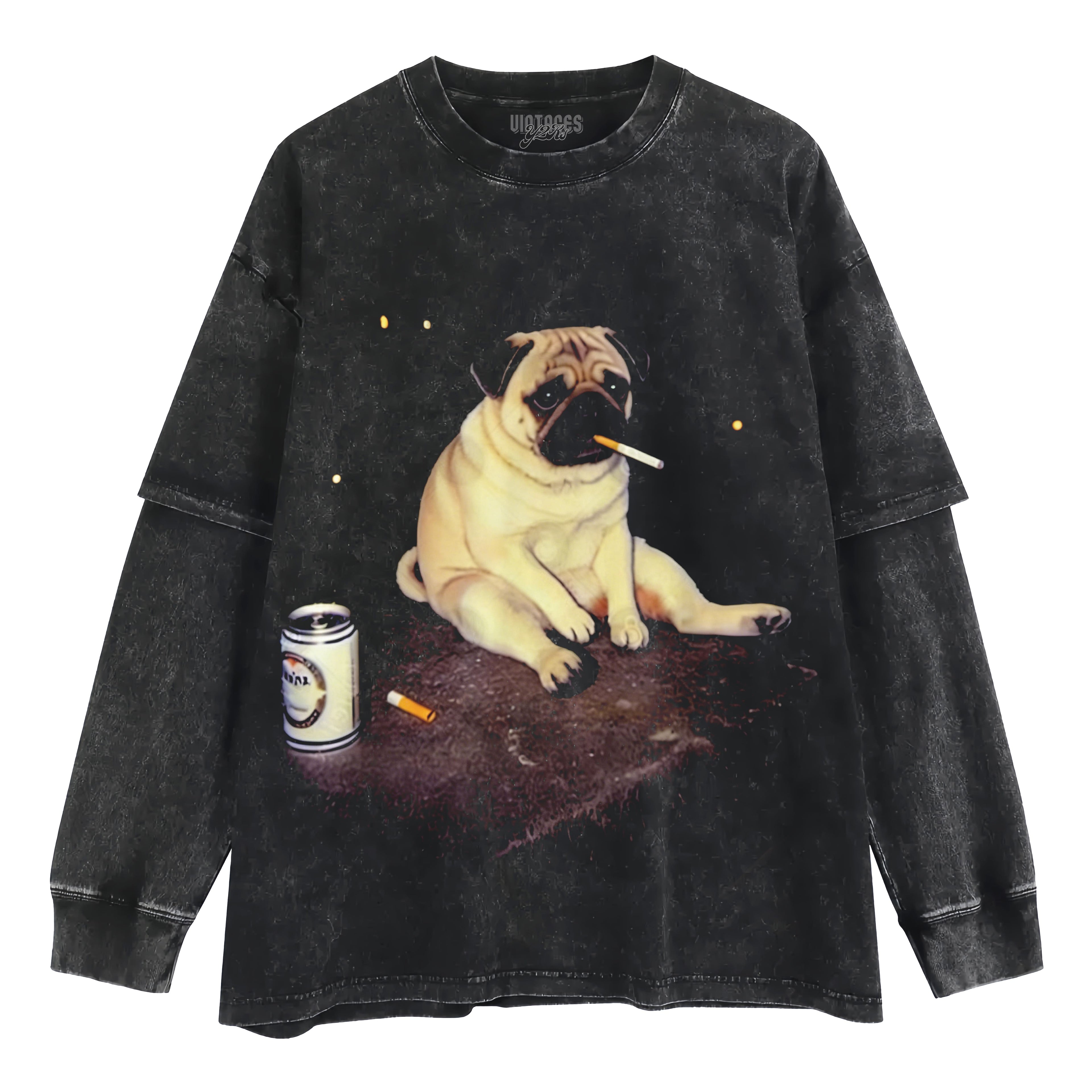 PUG SMOKING DOG LOVERS TANK TOP & TEE & LONG SLEEVE & LAYERED LS & HOODIE