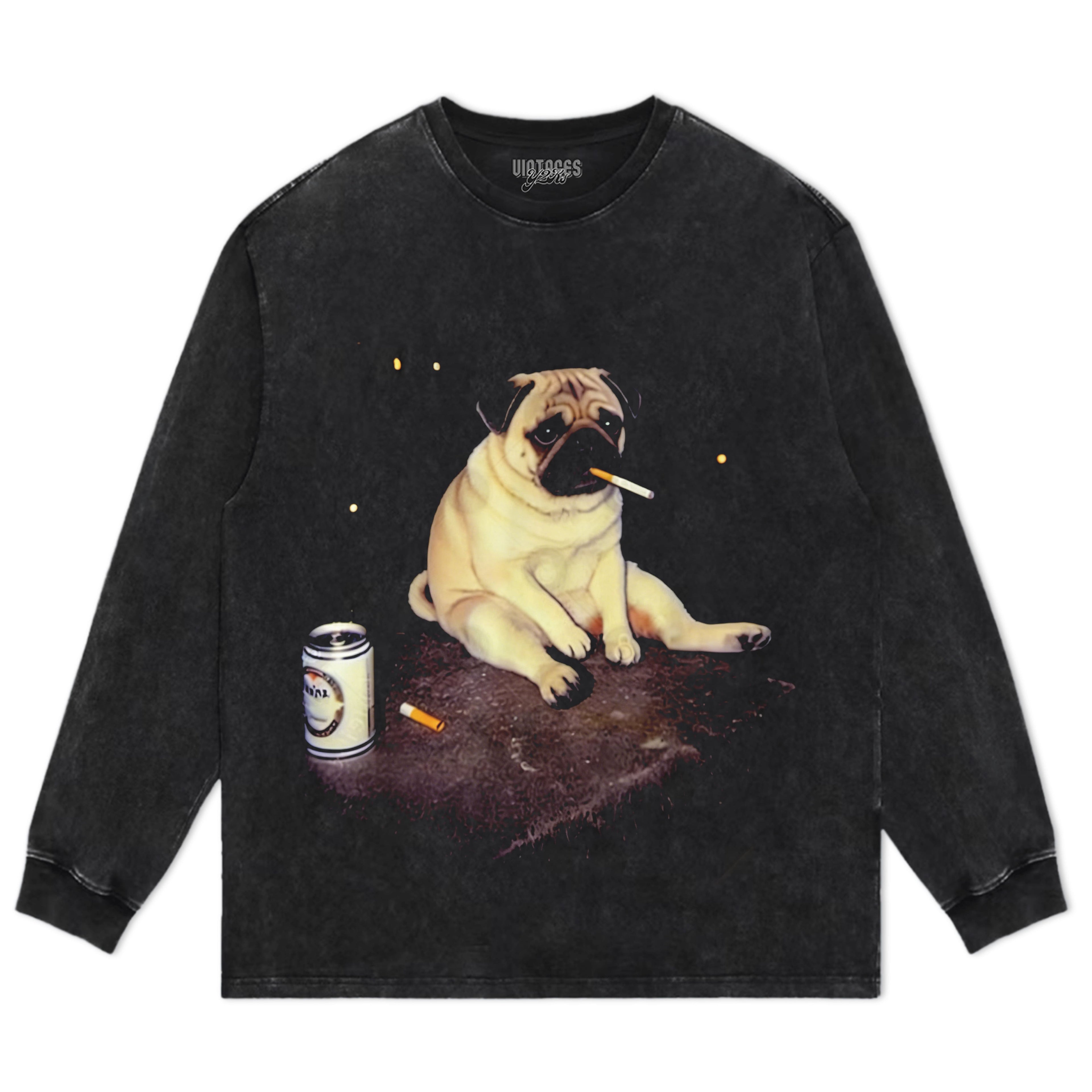 PUG SMOKING DOG LOVERS TANK TOP & TEE & LONG SLEEVE & LAYERED LS & HOODIE